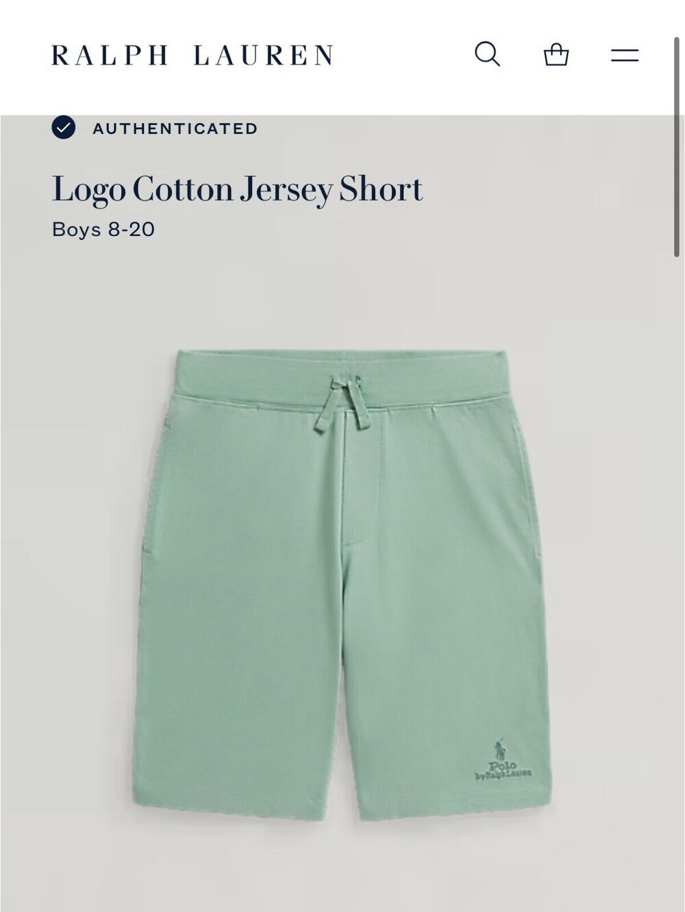 Polo Ralph Lauren Boys XL Ultrasoft Cotton Classics Green Jersey Shorts New $55